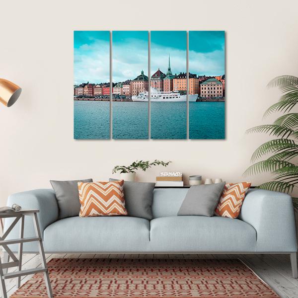 Passenger Ship In Stockholm Harbour Canvas Wall Art-4 Horizontal-Gallery Wrap-34" x 24"-Tiaracle