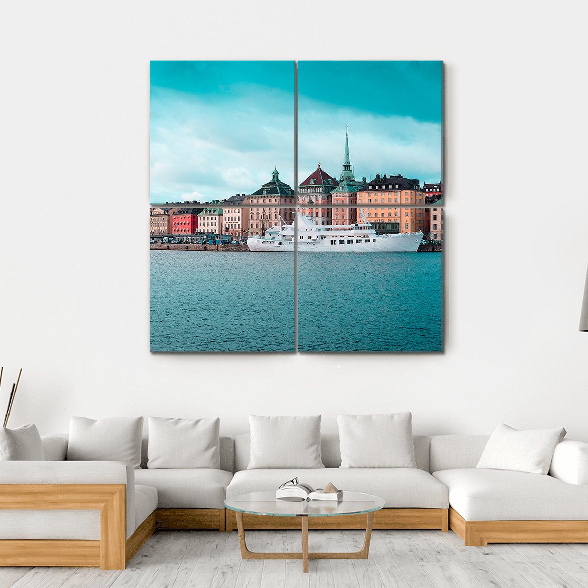 Passenger Ship In Stockholm Harbour Canvas Wall Art-4 Square-Gallery Wrap-17" x 17"-Tiaracle