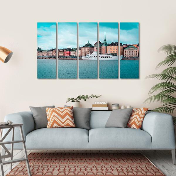 Passenger Ship In Stockholm Harbour Canvas Wall Art-5 Horizontal-Gallery Wrap-22" x 12"-Tiaracle