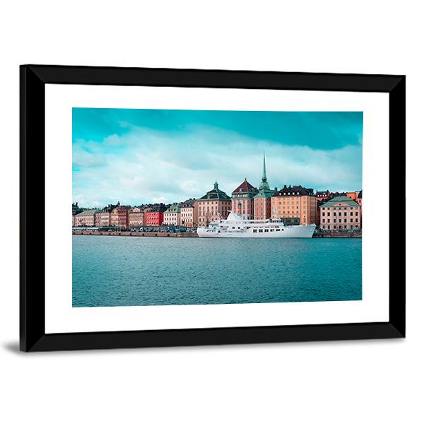 Passenger Ship In Stockholm Harbour Canvas Wall Art-3 Horizontal-Gallery Wrap-25" x 16"-Tiaracle