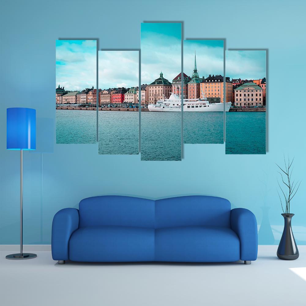 Passenger Ship In Stockholm Harbour Canvas Wall Art-5 Pop-Gallery Wrap-47" x 32"-Tiaracle