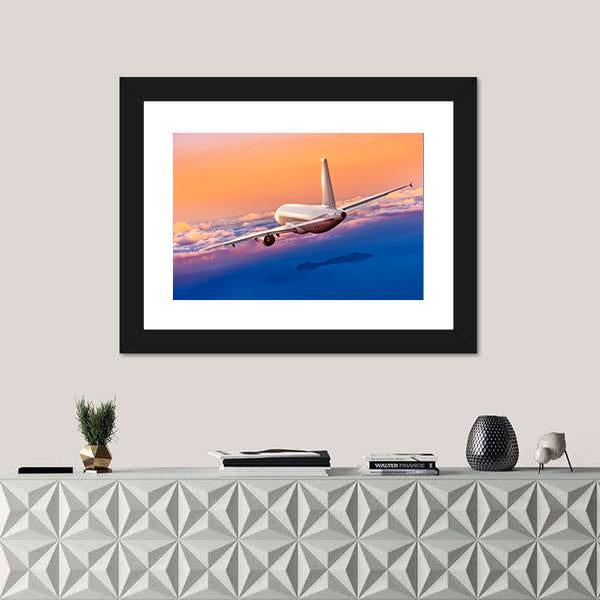 Passengers Commercial Airplane Canvas Wall Art-1 Piece-Framed Print-20" x 16"-Tiaracle