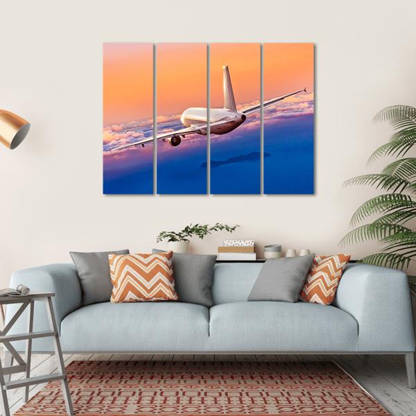 Passengers Commercial Airplane Canvas Wall Art-4 Horizontal-Gallery Wrap-34" x 24"-Tiaracle