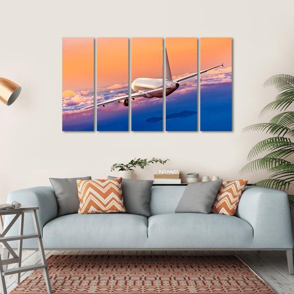 Passengers Commercial Airplane Canvas Wall Art-5 Horizontal-Gallery Wrap-22" x 12"-Tiaracle