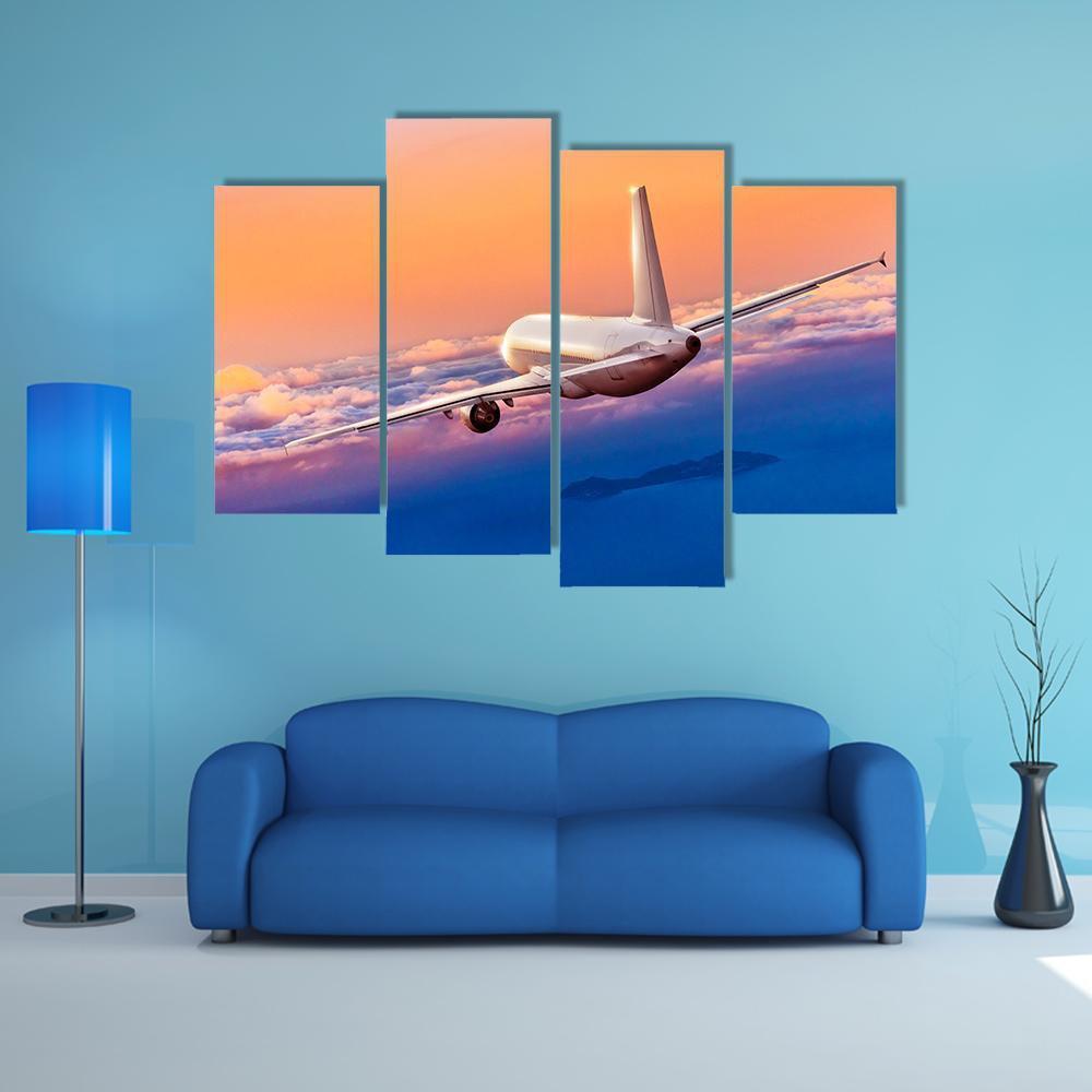 Passengers Commercial Airplane Canvas Wall Art-4 Pop-Gallery Wrap-50" x 32"-Tiaracle
