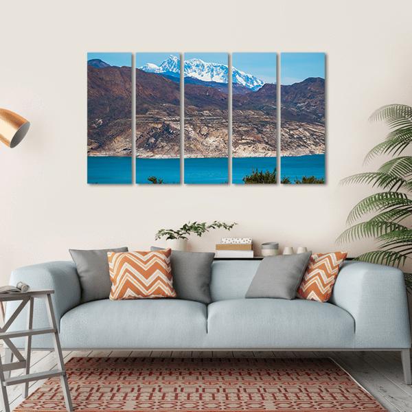 Patagonian Landscape With Mountains And Blue Lake Canvas Wall Art-5 Horizontal-Gallery Wrap-22" x 12"-Tiaracle
