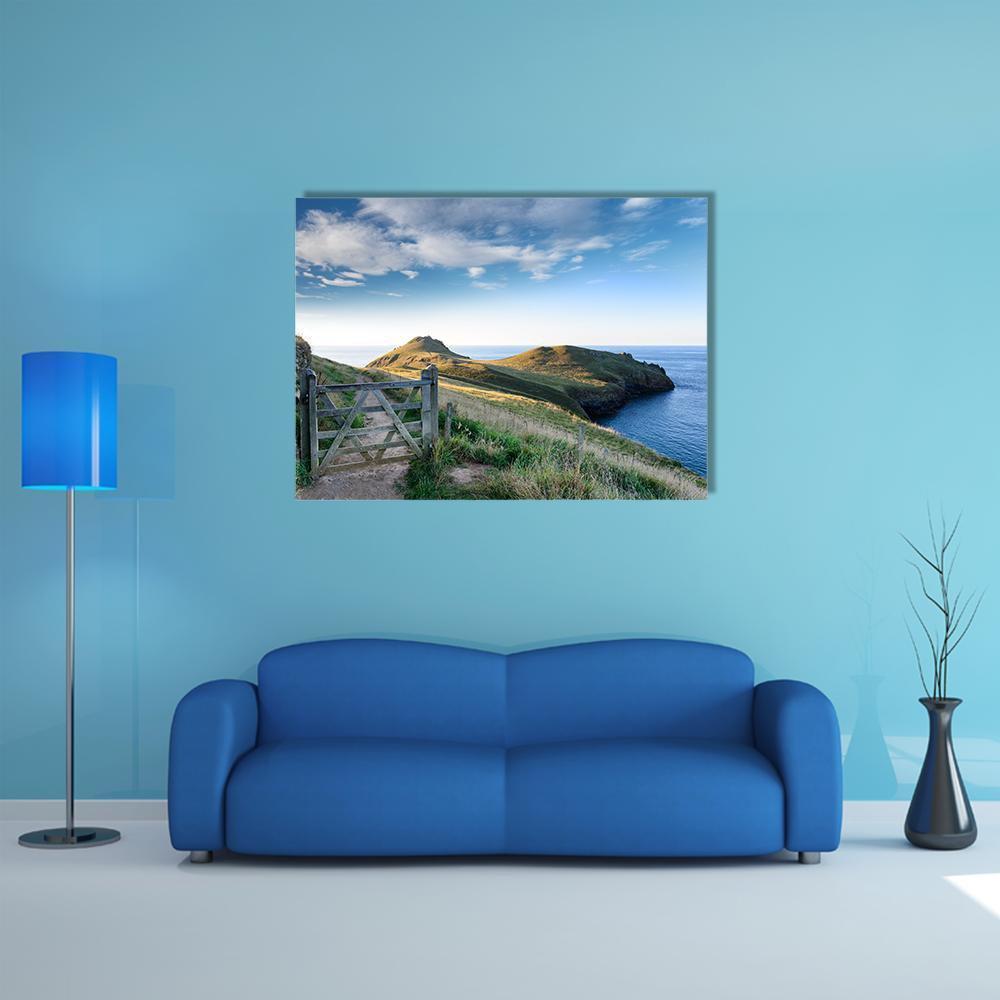 Path At Rumps On Atlantic Coast Of Cornwall Canvas Wall Art-5 Star-Gallery Wrap-62" x 32"-Tiaracle