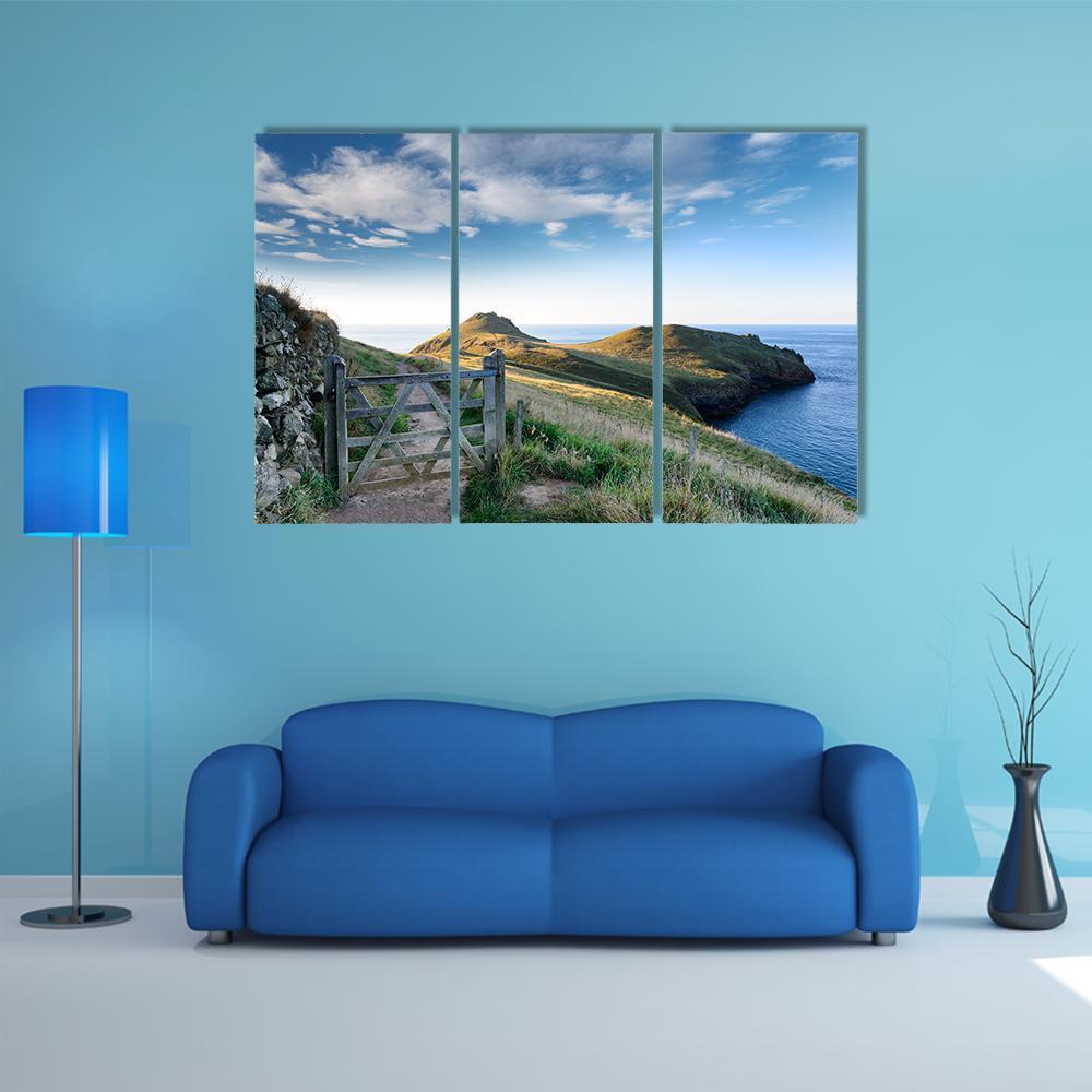 Path At Rumps On Atlantic Coast Of Cornwall Canvas Wall Art-3 Horizontal-Gallery Wrap-37" x 24"-Tiaracle
