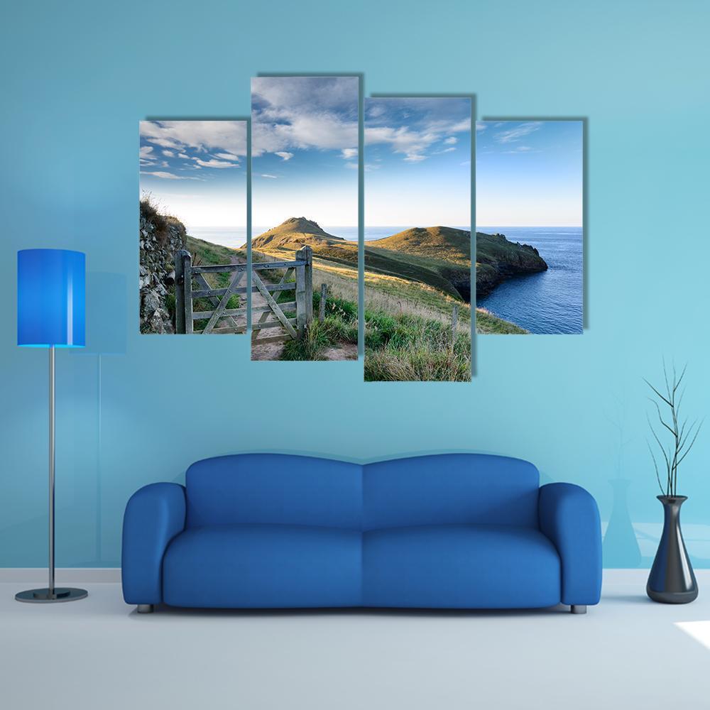 Path At Rumps On Atlantic Coast Of Cornwall Canvas Wall Art-4 Pop-Gallery Wrap-50" x 32"-Tiaracle