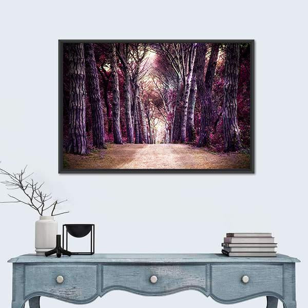 Path In Forest Somewhere In Magic Wood Canvas Wall Art-1 Piece-Floating Frame-24" x 16"-Tiaracle