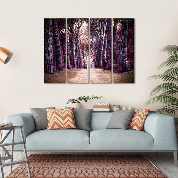 Path In Forest Somewhere In Magic Wood Canvas Wall Art-4 Horizontal-Gallery Wrap-34" x 24"-Tiaracle