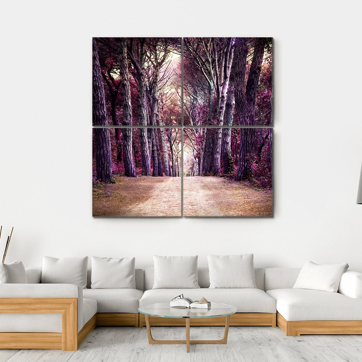 Path In Forest Somewhere In Magic Wood Canvas Wall Art-4 Square-Gallery Wrap-17" x 17"-Tiaracle