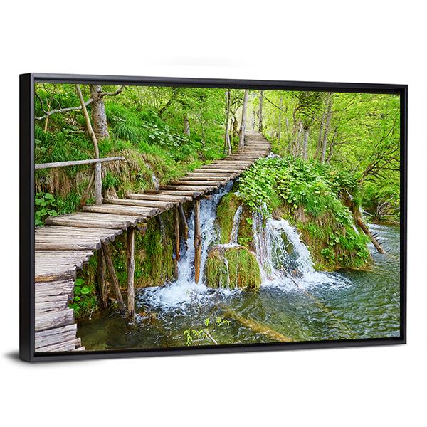 Path In Plitvice Lake Canvas Wall Art-3 Horizontal-Gallery Wrap-25" x 16"-Tiaracle