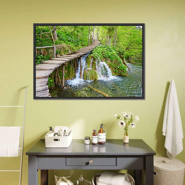 Path In Plitvice Lake Canvas Wall Art-3 Horizontal-Gallery Wrap-25" x 16"-Tiaracle
