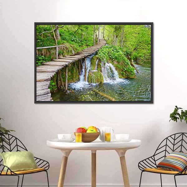Path In Plitvice Lake Canvas Wall Art-3 Horizontal-Gallery Wrap-25" x 16"-Tiaracle