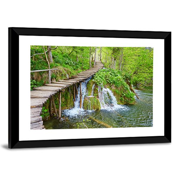 Path In Plitvice Lake Canvas Wall Art-3 Horizontal-Gallery Wrap-25" x 16"-Tiaracle