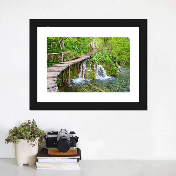 Path In Plitvice Lake Canvas Wall Art-1 Piece-Framed Print-20" x 16"-Tiaracle