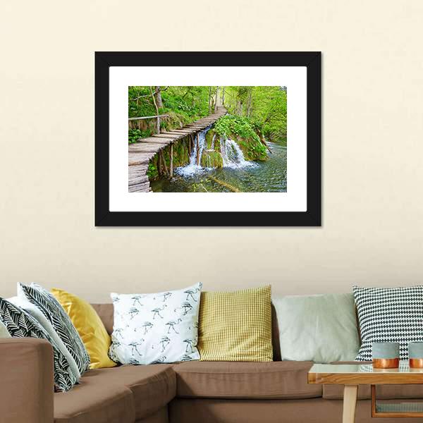 Path In Plitvice Lake Canvas Wall Art-3 Horizontal-Gallery Wrap-25" x 16"-Tiaracle