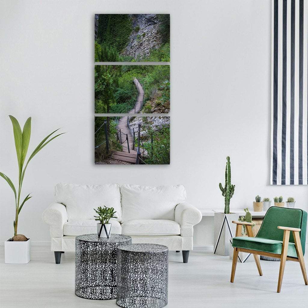 Path In Wood Tree Forest Vertical Canvas Wall Art-3 Vertical-Gallery Wrap-12&quot; x 25&quot;-Tiaracle