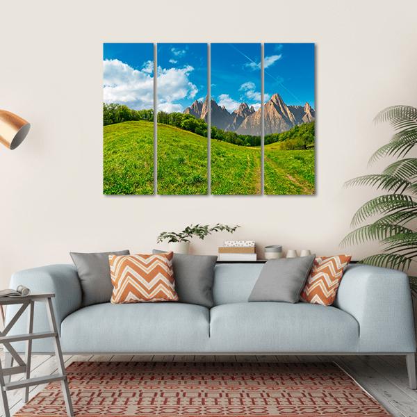 Path Through Forest On Grassy Hillside Canvas Wall Art-4 Horizontal-Gallery Wrap-34" x 24"-Tiaracle
