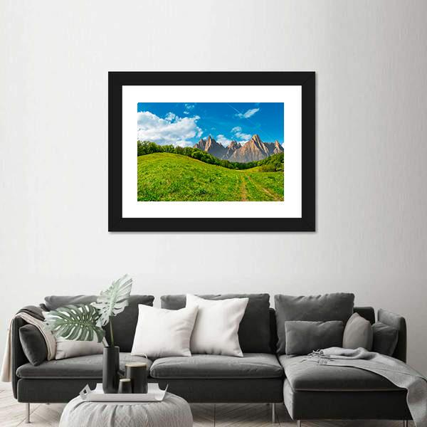 Path Through Forest On Grassy Hillside Canvas Wall Art-3 Horizontal-Gallery Wrap-25" x 16"-Tiaracle