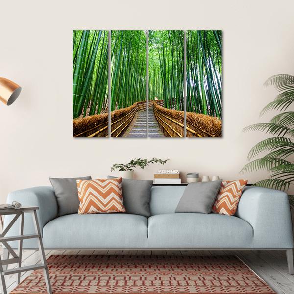 Path To Bamboo Forest Canvas Wall Art-4 Horizontal-Gallery Wrap-34&quot; x 24&quot;-Tiaracle