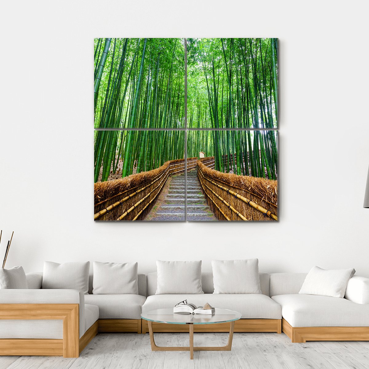 Path To Bamboo Forest Canvas Wall Art-4 Square-Gallery Wrap-17&quot; x 17&quot;-Tiaracle
