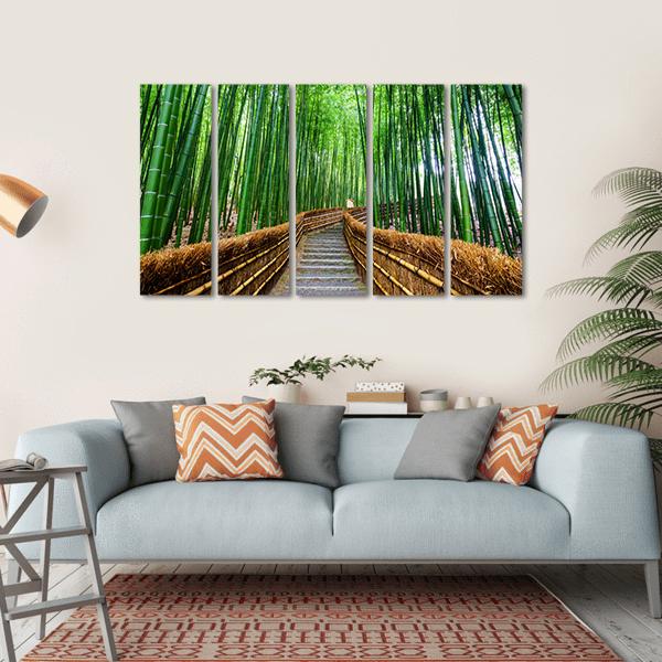 Path To Bamboo Forest Canvas Wall Art-5 Horizontal-Gallery Wrap-22&quot; x 12&quot;-Tiaracle