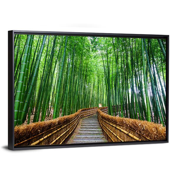 Path To Bamboo Forest Canvas Wall Art-3 Horizontal-Gallery Wrap-25" x 16"-Tiaracle
