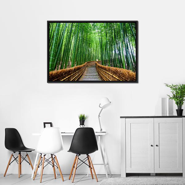 Path To Bamboo Forest Canvas Wall Art-5 Horizontal-Gallery Wrap-22" x 12"-Tiaracle