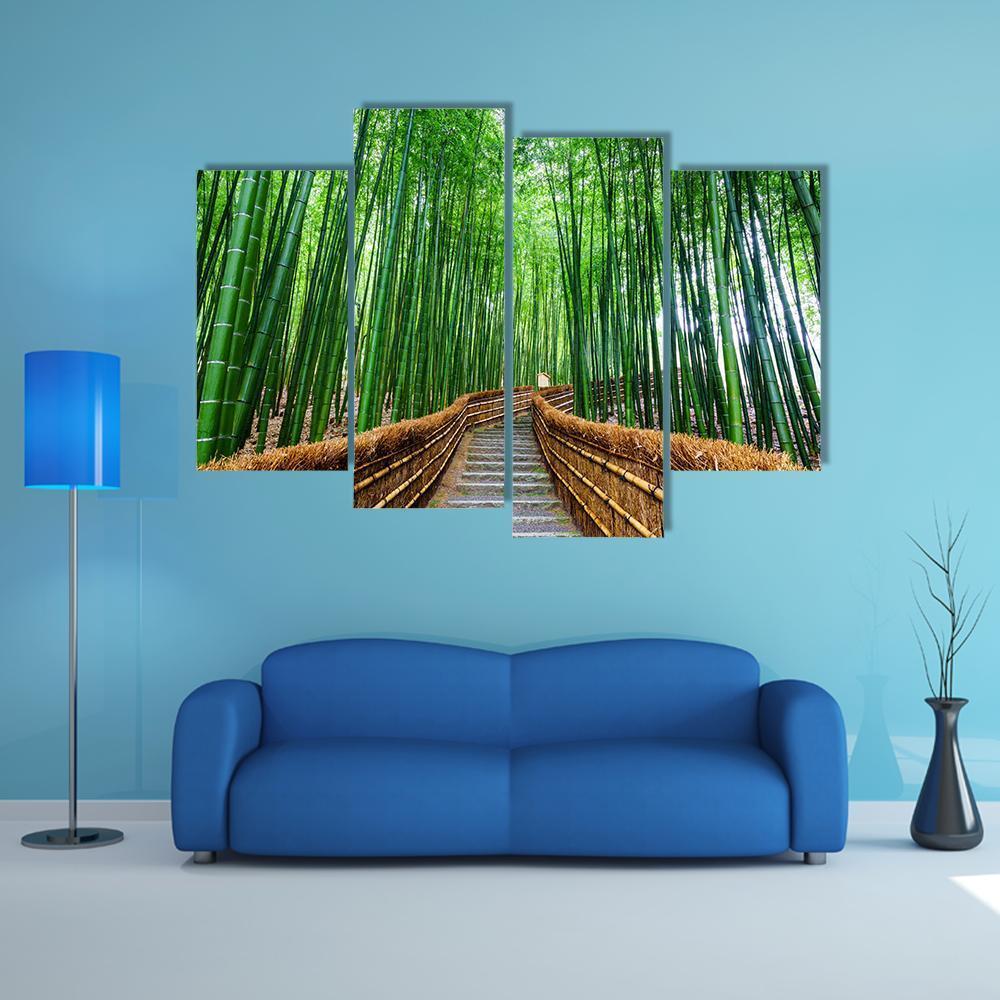Path To Bamboo Forest Canvas Wall Art-4 Pop-Gallery Wrap-50" x 32"-Tiaracle