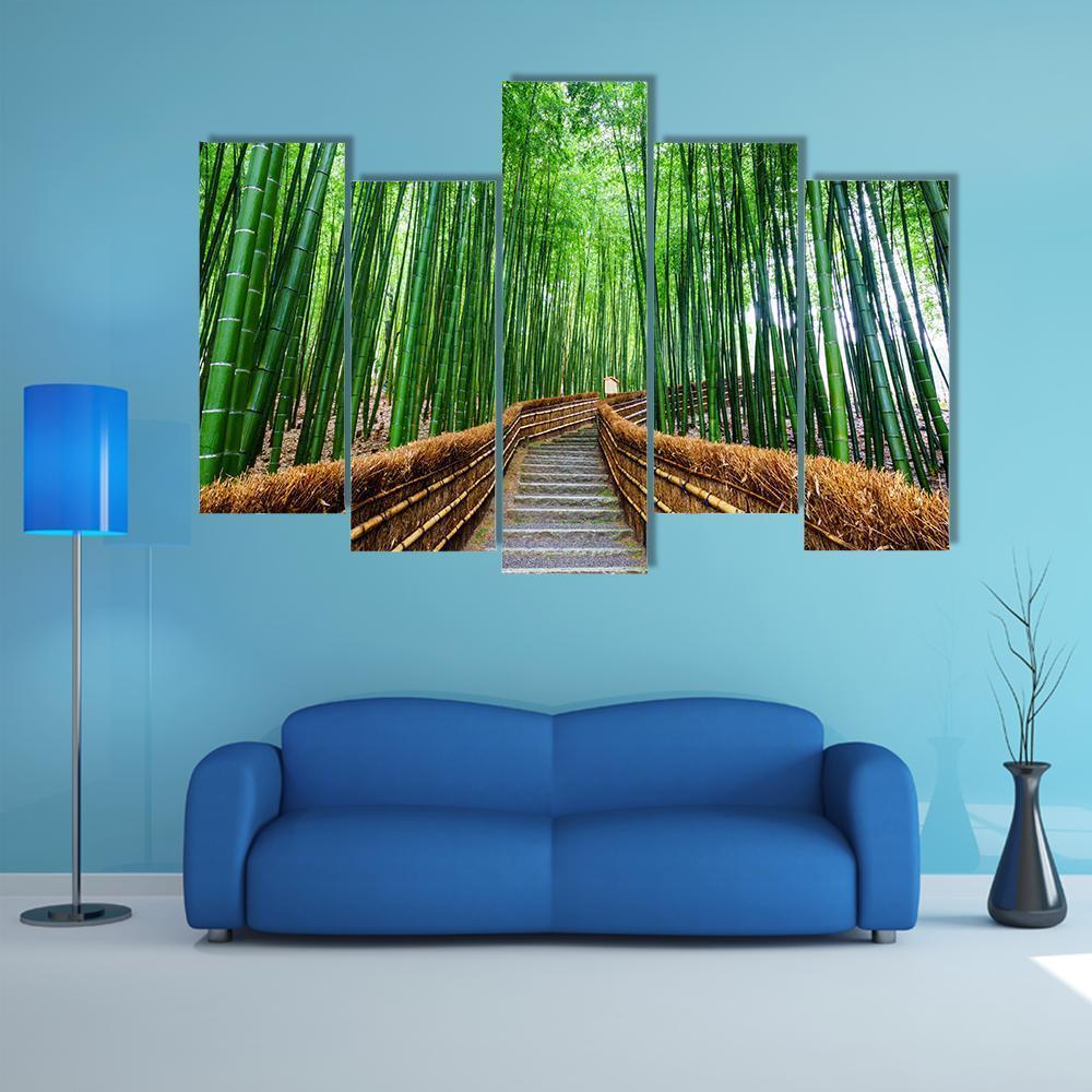 Path To Bamboo Forest Canvas Wall Art-5 Pop-Gallery Wrap-47" x 32"-Tiaracle