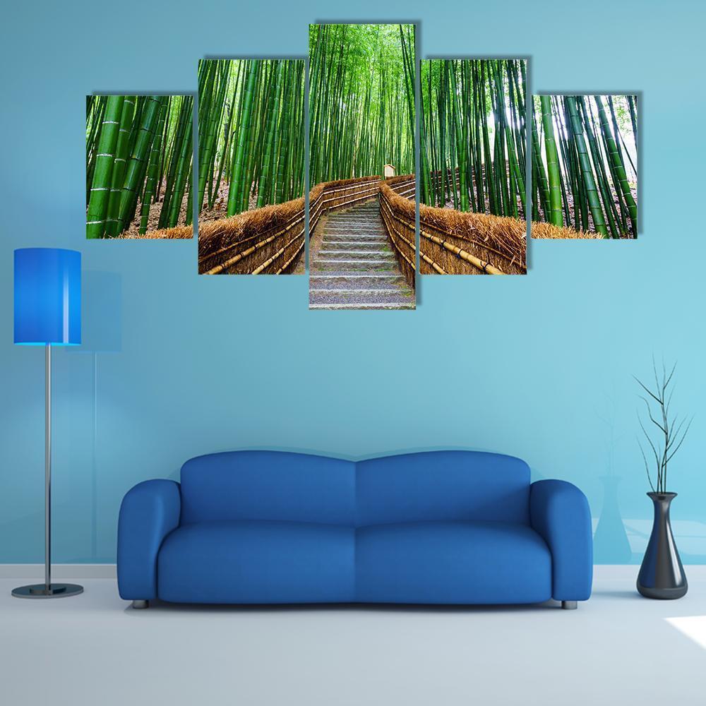 Path To Bamboo Forest Canvas Wall Art-5 Star-Gallery Wrap-62" x 32"-Tiaracle