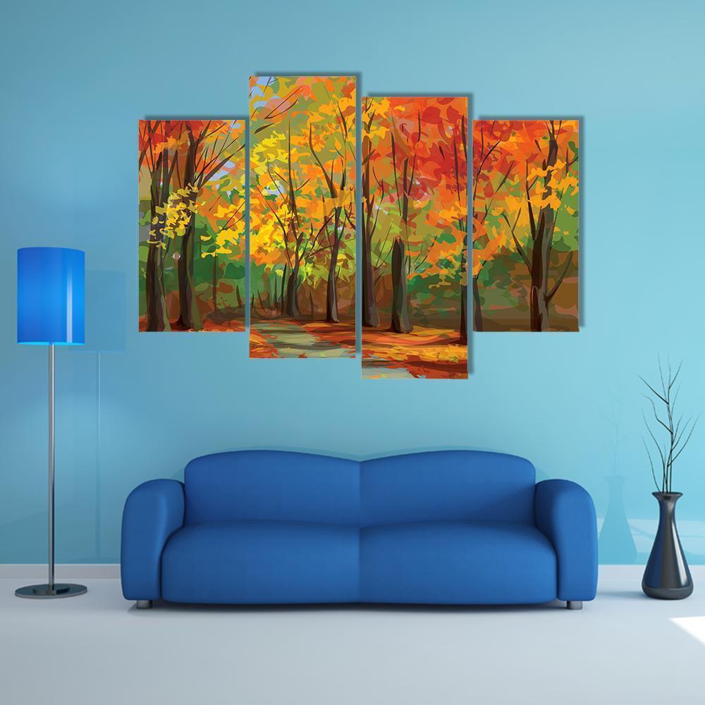 Pathway In Park Canvas Wall Art-4 Pop-Gallery Wrap-50" x 32"-Tiaracle