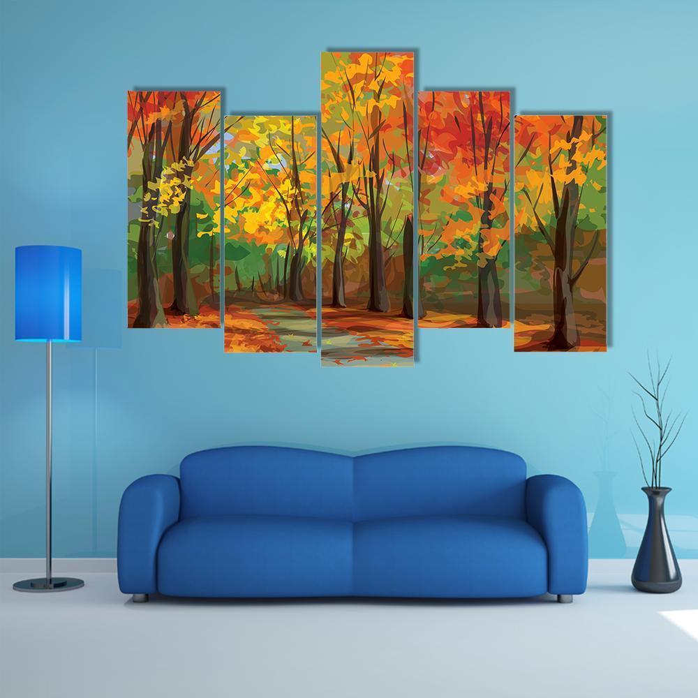 Pathway In Park Canvas Wall Art-5 Pop-Gallery Wrap-47" x 32"-Tiaracle