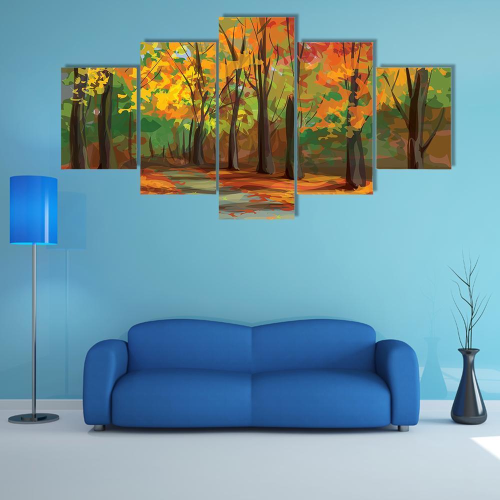 Pathway In Park Canvas Wall Art-5 Star-Gallery Wrap-62" x 32"-Tiaracle