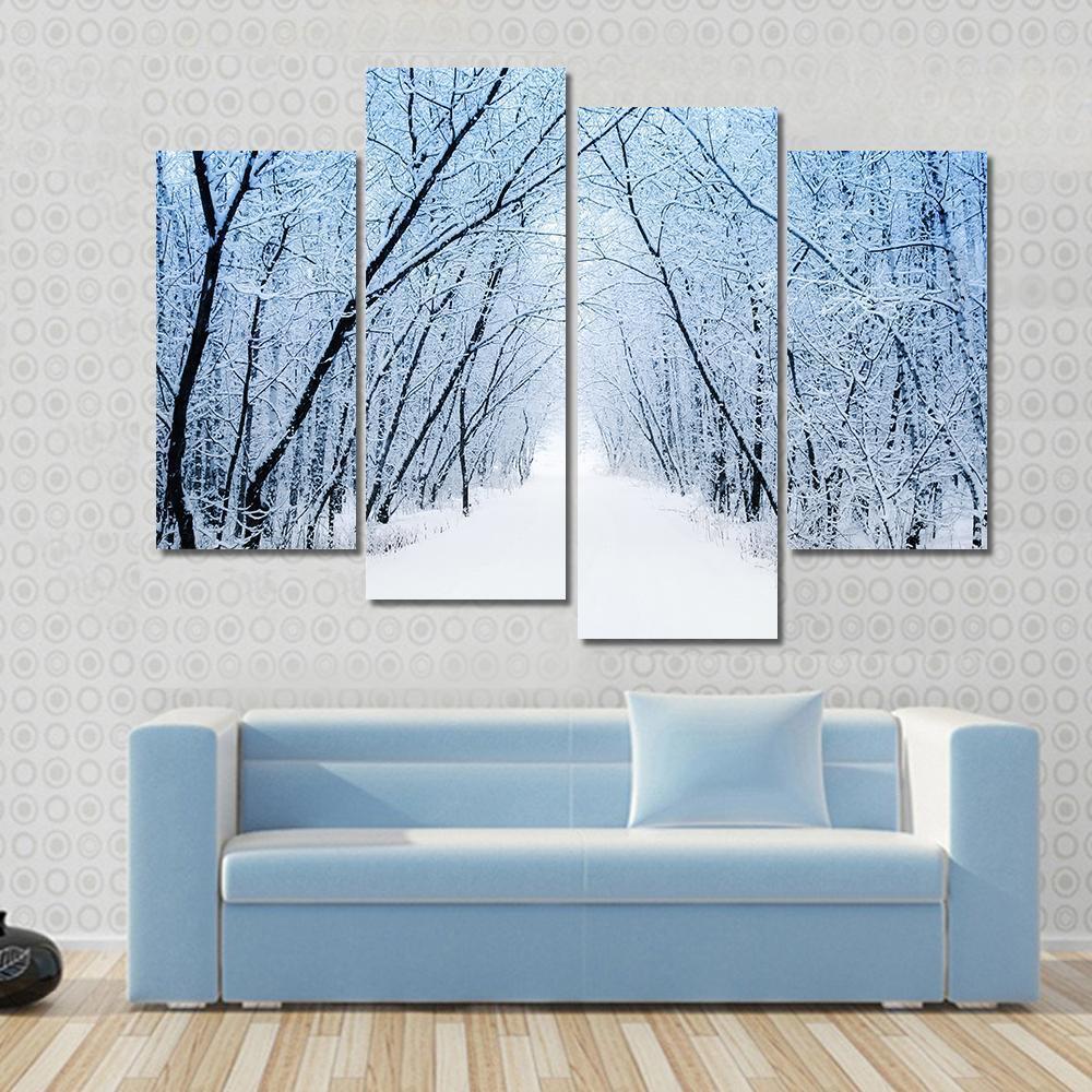 Pathway In Winter Canvas Wall Art-4 Pop-Gallery Wrap-50" x 32"-Tiaracle