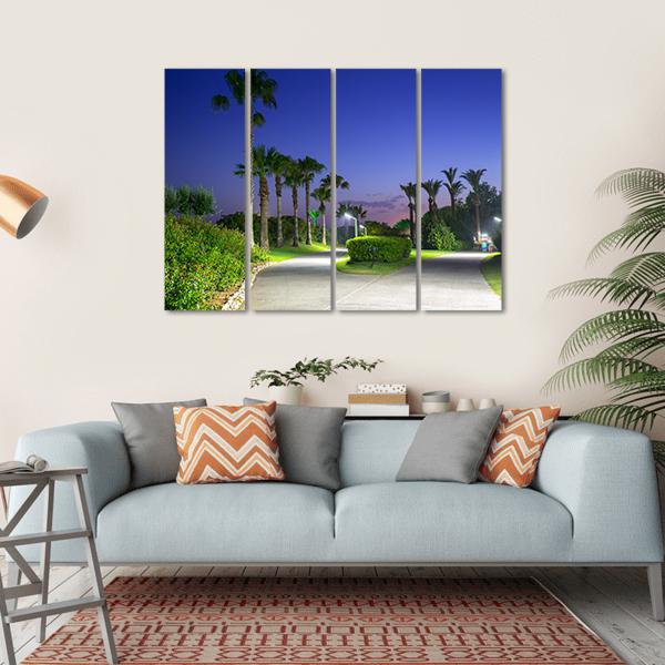 Pathway With Palm Trees At The Beach Of Turkey Canvas Wall Art-4 Horizontal-Gallery Wrap-34" x 24"-Tiaracle