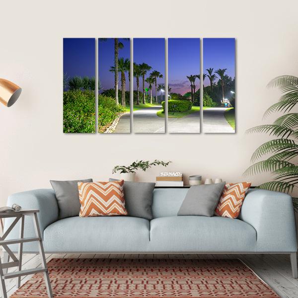 Pathway With Palm Trees At The Beach Of Turkey Canvas Wall Art-5 Horizontal-Gallery Wrap-22" x 12"-Tiaracle