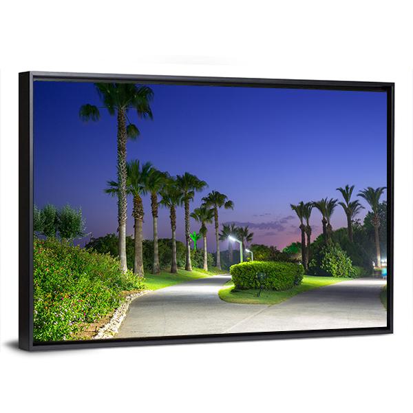 Pathway With Palm Trees At The Beach Of Turkey Canvas Wall Art-3 Horizontal-Gallery Wrap-25" x 16"-Tiaracle