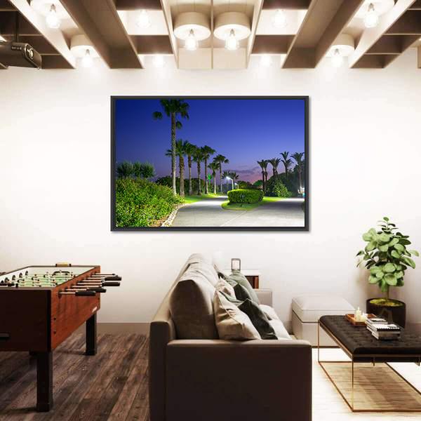Pathway With Palm Trees At The Beach Of Turkey Canvas Wall Art-3 Horizontal-Gallery Wrap-25" x 16"-Tiaracle