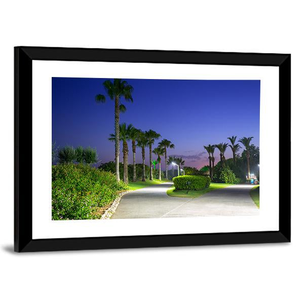 Pathway With Palm Trees At The Beach Of Turkey Canvas Wall Art-3 Horizontal-Gallery Wrap-25" x 16"-Tiaracle