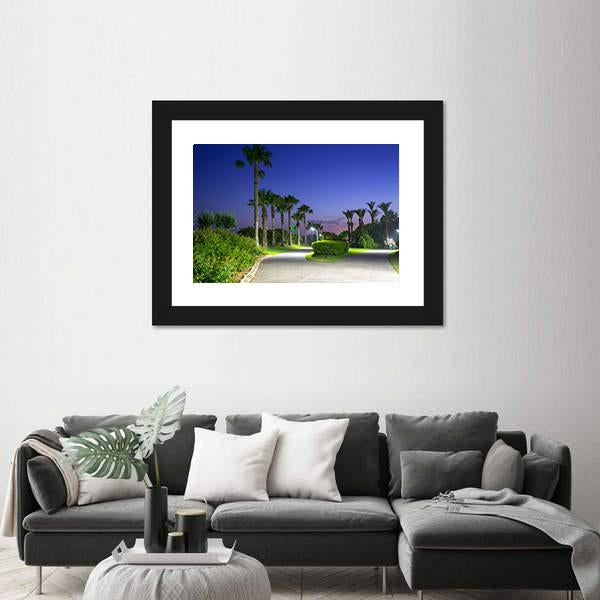 Pathway With Palm Trees At The Beach Of Turkey Canvas Wall Art-3 Horizontal-Gallery Wrap-25" x 16"-Tiaracle
