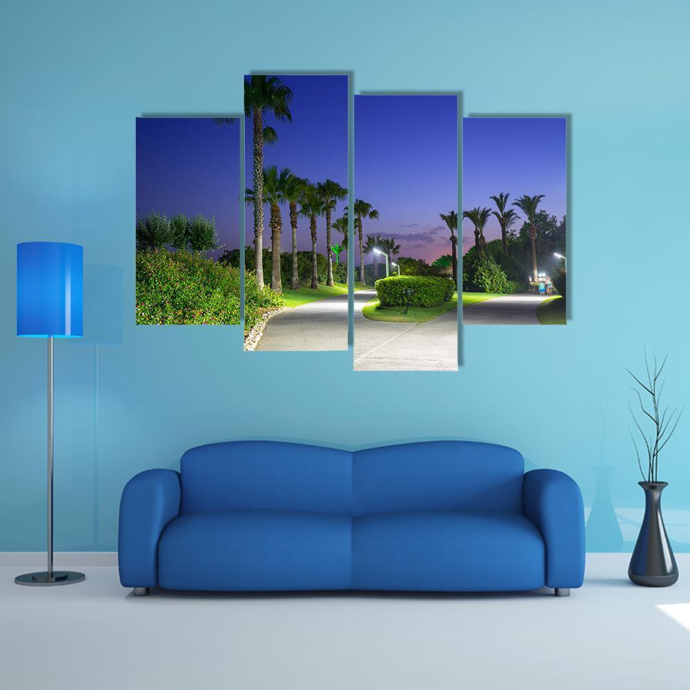 Pathway With Palm Trees At The Beach Of Turkey Canvas Wall Art-4 Pop-Gallery Wrap-50" x 32"-Tiaracle