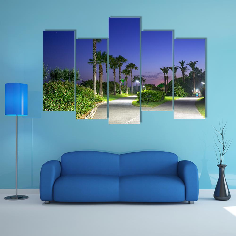 Pathway With Palm Trees At The Beach Of Turkey Canvas Wall Art-5 Pop-Gallery Wrap-47" x 32"-Tiaracle