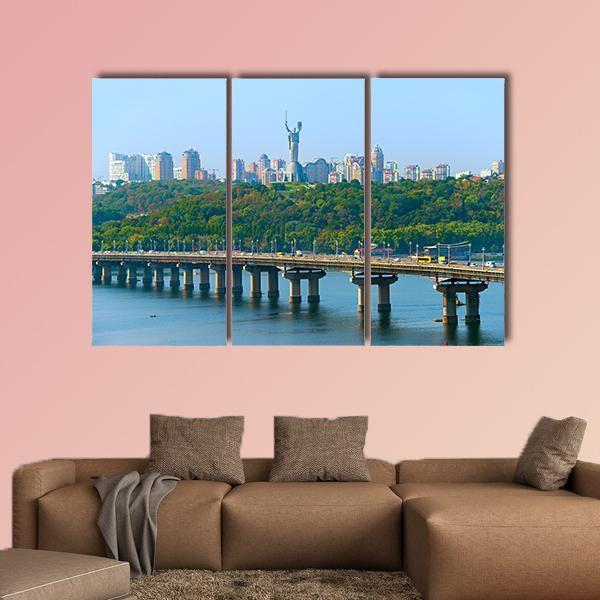 Paton Bridge Over The River Dnieper Canvas Wall Art-3 Horizontal-Gallery Wrap-25" x 16"-Tiaracle