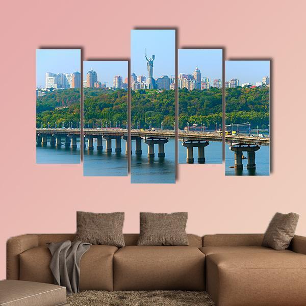 Paton Bridge Over The River Dnieper Canvas Wall Art-5 Pop-Gallery Wrap-47" x 32"-Tiaracle