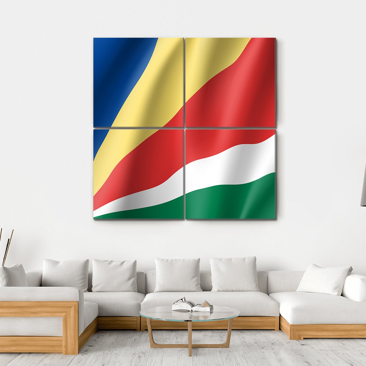 Patriotic National Flag Of Sychelles Canvas Wall Art-4 Square-Gallery Wrap-17" x 17"-Tiaracle