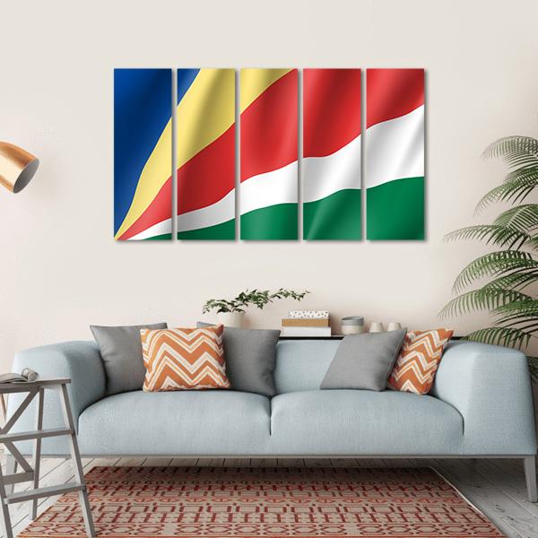Patriotic National Flag Of Sychelles Canvas Wall Art-5 Horizontal-Gallery Wrap-22" x 12"-Tiaracle