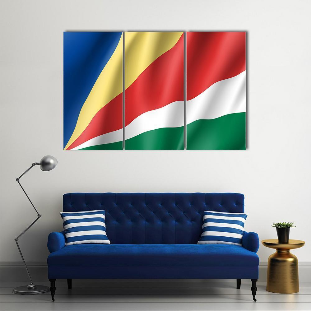 Patriotic National Flag Of Seychelles Canvas Wall Art-3 Horizontal-Gallery Wrap-37" x 24"-Tiaracle